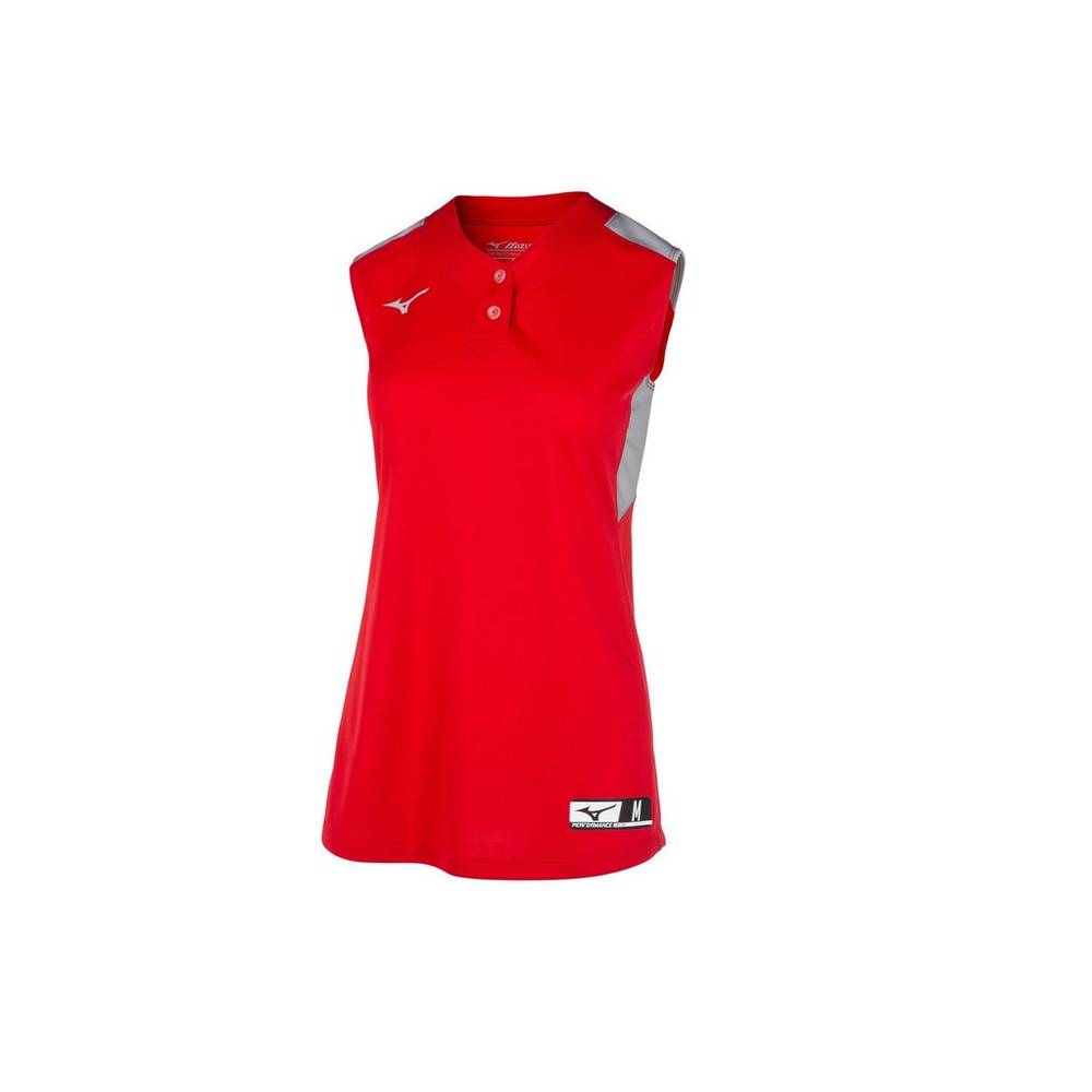 Jersey Mizuno Softball Aerolite 2-Button Sleeveless Para Mujer Rojos/Grises 5049762-RW